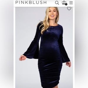 Beautiful Blue velvet Maternity Dress!